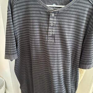 Tommy Bahama Charcoal Striped Short Sleeve Shirt